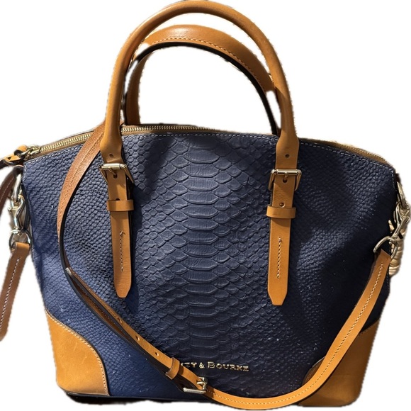 Dooney & Bourke Handbags - Dooney & Bourke Vintage Claremont Blue Python Domed Satchel